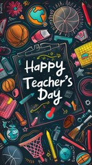 Fototapeta premium Hand drawn teachers' day background