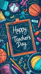 Hand drawn teachers' day background