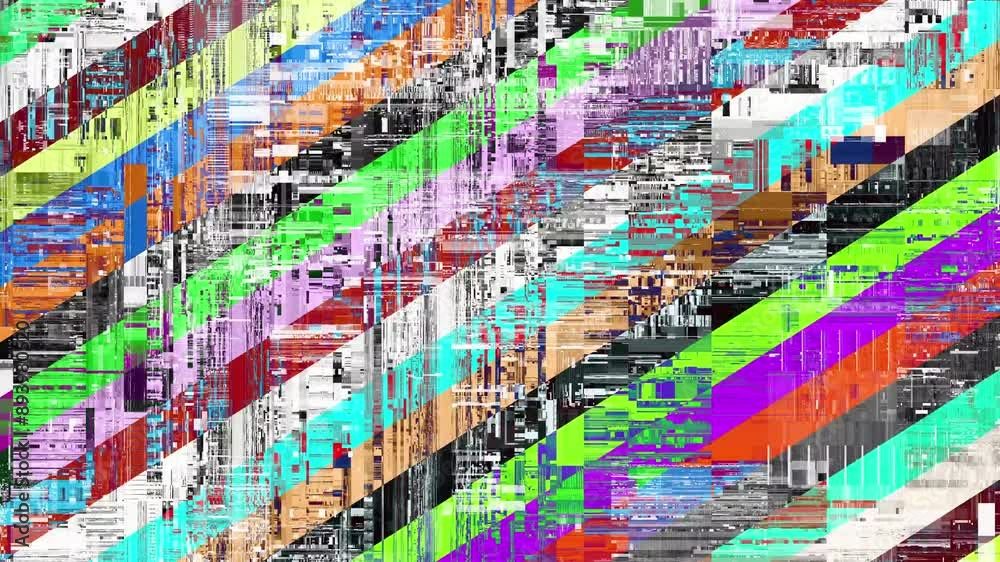 Leinwandbilder Animation video background static color noise glitch error video damage bad interference and no signal
