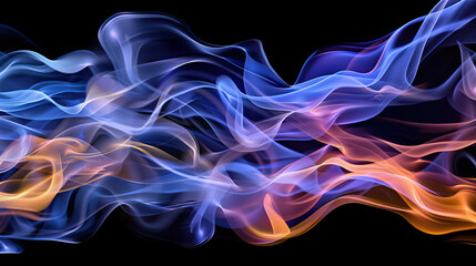 Fototapeta premium Energy Flow Visualization on Black Background, Abstract Light Streams, Dynamic Motion, Electric Energy Concept, Fluid Movement, Digital Abstract Illustration