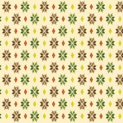 texture with retro floral pattern with geometric leaves in autumn colors