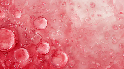 Abstract background with bubbles painted with watercolor red paint