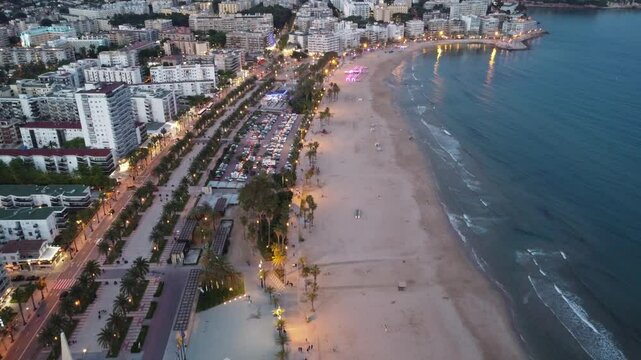 Stunning aerial view of beautiful Salou beach, Costa Dorada , Spain