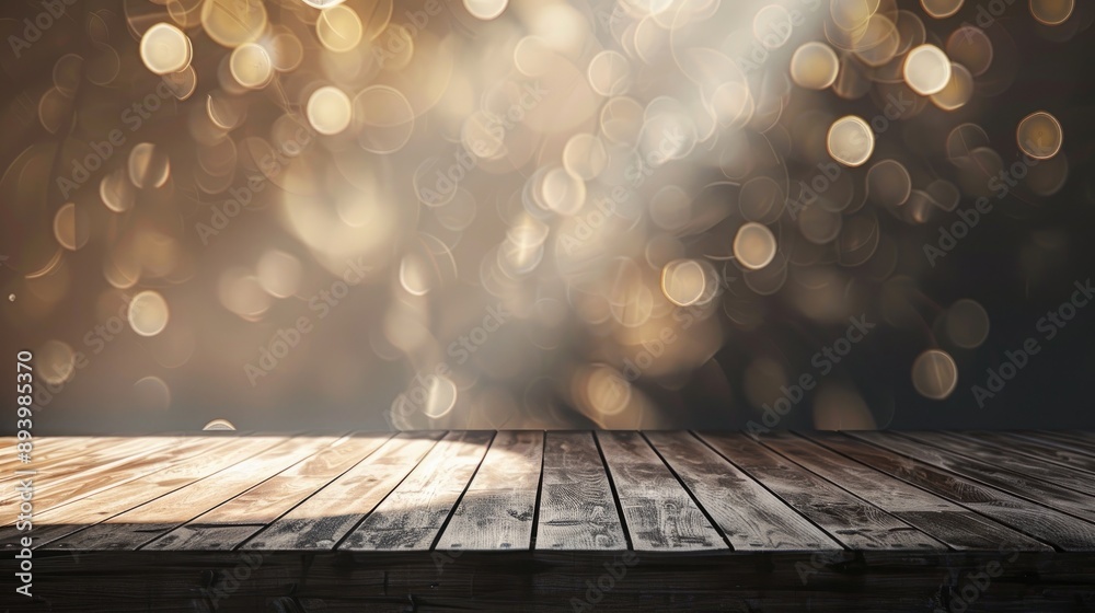 Canvas Prints mock up template for product display in empty room with bokeh wall and wooden floor