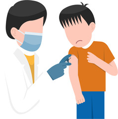 Fototapeta premium Little Boy Vaccination By A Doctor