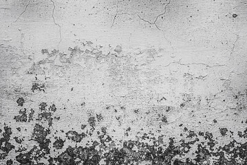 A white and black textured wall is wiped and painted as a background. A wall with cracks.