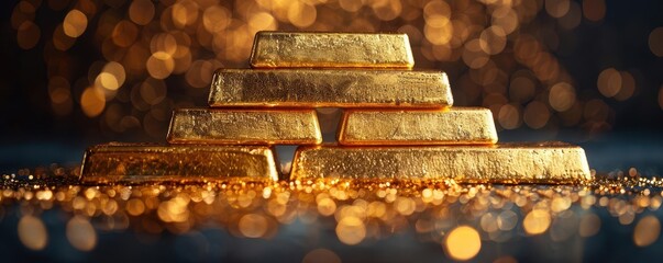 A bar graph made of gold bars, increasing in size from left to right. symbolizing investment returns.