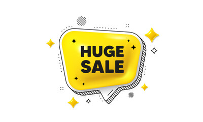 Huge Sale tag. Chat speech bubble 3d icon. Special offer price sign. Advertising Discounts symbol. Huge sale chat message. Speech bubble banner with stripes. Yellow text balloon. Vector