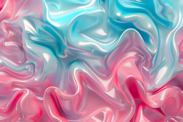 Obraz premium abstract wavy 3D background in pink and green colors. mint color. glossy texture