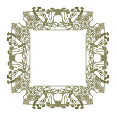 Art Nouveau Frame with Flowers - Exquisite, sophisticated vintage design in 1902 style. Isolated vector