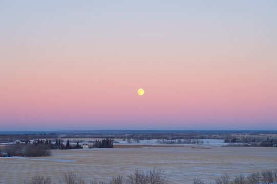 Winter Prairie Field In Vimy, Alberta, Canada