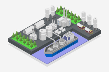 Refinery ocean platform isometric