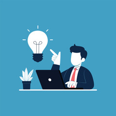 Businessman find ideas to develop their business concept vector illustration