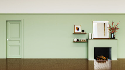 Large luxury modern bright interiors Living room mockup illustration 3D rendering image