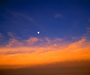 Evening Clouds And Moon