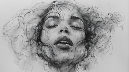 minimalist scribble potrait art for background