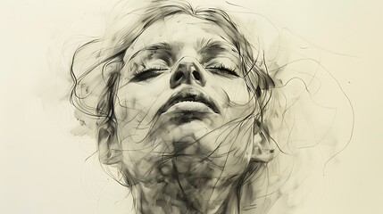 Fototapeta premium minimalist scribble potrait art for background
