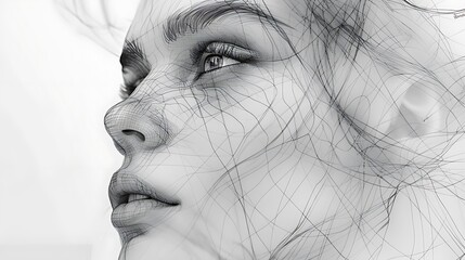 Fototapeta premium minimalist scribble potrait art for background