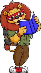  lion reading a book while standing