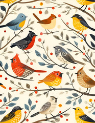 Birds on branches pattern