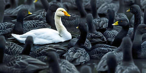 Obraz premium group of swans, ai generated.