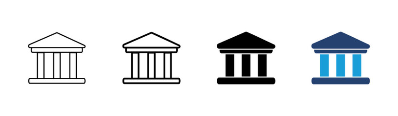 Bank icon set. bank vector icon, museum, university