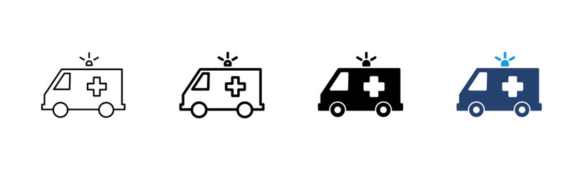 Ambulance icon set. ambulance truck icon vector. ambulance car