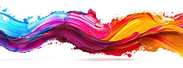Color Explosion: Abstract Strokes and Waves on White