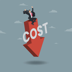 Businessman success to reduce costs concept vector illustration