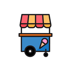 
ice cream cart icon, isolated white background editable.
