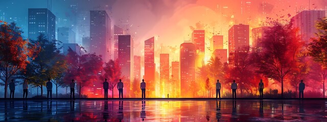 Naklejka premium Design art concept abstract contemporary modern background business graphic idea. Work concept art design retro office poster icon hand team success digital ad artwork visual technology research job. 