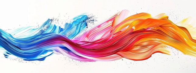 Dynamic Color Waves and Strokes on White Background