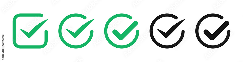 Leinwandbilder check box icon with correct, accept checkmark icons tick box checked, check list square frame - checkbox symbol approved sign