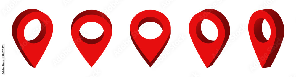 Poster 3d location map pointer icon, place pin marker sign - isometric red gps map pointers in flat style, destination symbols. location pin line icon, Navigation sign