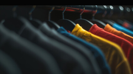 A simple yet elegant display showcasing different styles of fashionable tops