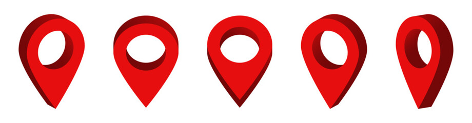 3d location map pointer icon, place pin marker sign - isometric red gps map pointers in flat style, destination symbols. location pin line icon, Navigation sign