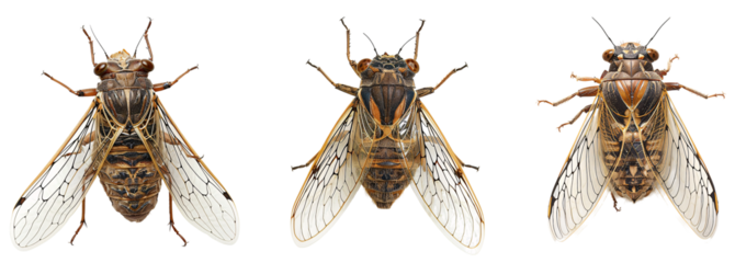 Three Cicadas in a Row, Close Up.