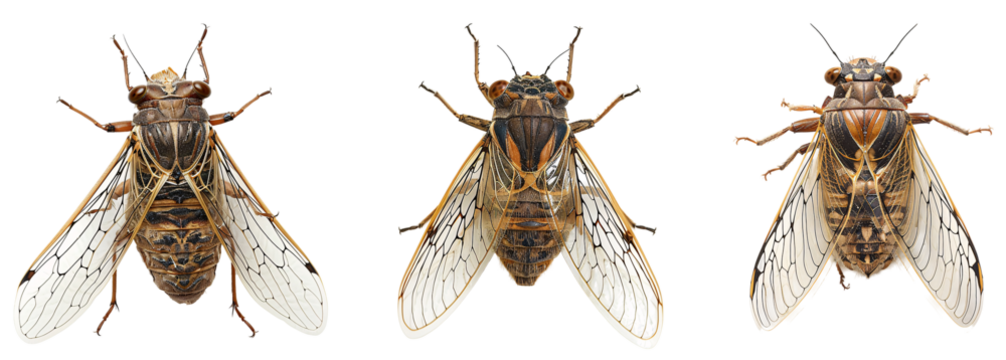 Three Cicadas in a Row, Close Up.