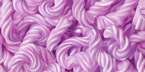 Fototapeta premium A cute and dreamy, aesthetic background of close-up of spiral shaped pastel purple licorice twists, each piece showcasing its smooth texture and glossy finish