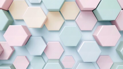 A soft pastel-toned hexagon honeycomb structure with each cell casting a gentle shadow, creating a calm and soothing effect