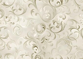 Light Gray Swirls on Ivory Vintage Vector Pattern