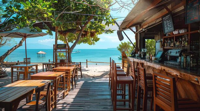 Outdoor cafe on a quiet day, featuring a serene and inviting atmosphere with minimal activity.
  Seamless looping 4k time-lapse virtual video animation Generated AI
