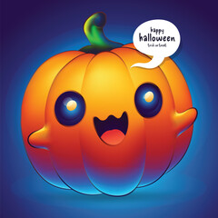 Cute Cartoon Pumpkin Monster happy Halloween Vector Clipart
