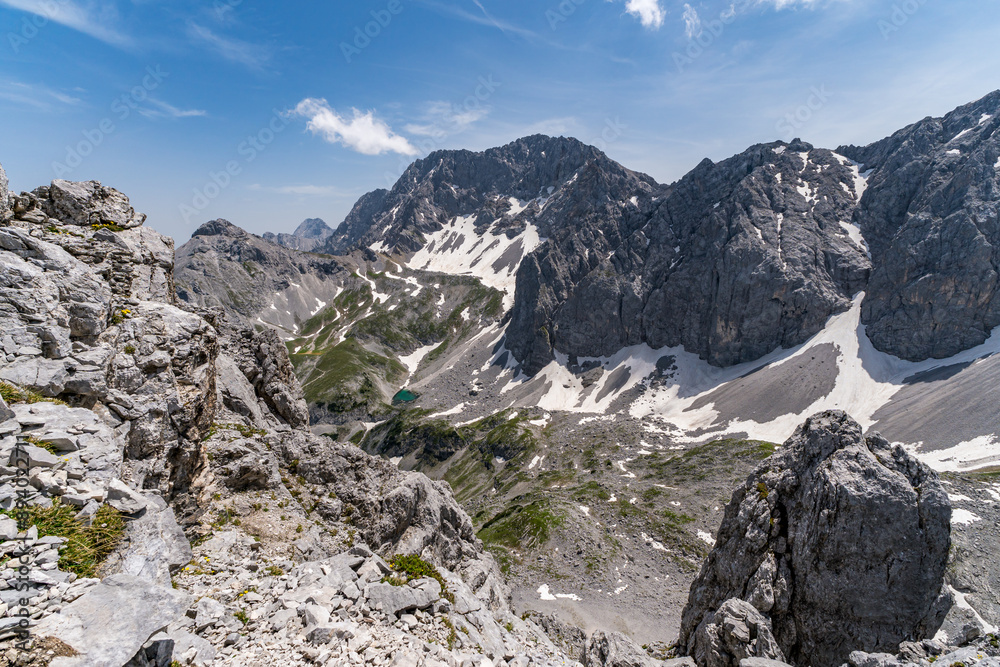 Wall mural mountain tour to the vorderer drachenkopf in the mieminger mountains in ehrwald