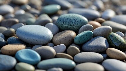 Smooth, round stones in various sizes and colors suitable for naturethemed designs, spa concepts, and zen garden landscapes.