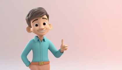 men cartoon 3d character on white background and copy space for text