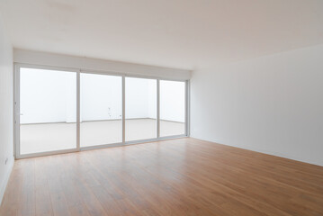 sala de departamento con mampara y vista interna
