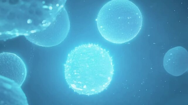 From the top the fat cells appear to be suspended in a sea of glowing energy gradually diminishing in size.
