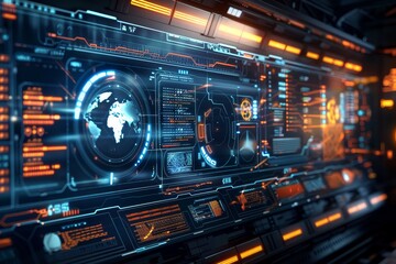 Obraz premium A futuristic computer interface displaying holographic images, symbolizing advanced technology