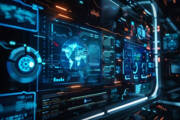 Obraz premium A futuristic computer interface displaying holographic images, symbolizing advanced technology